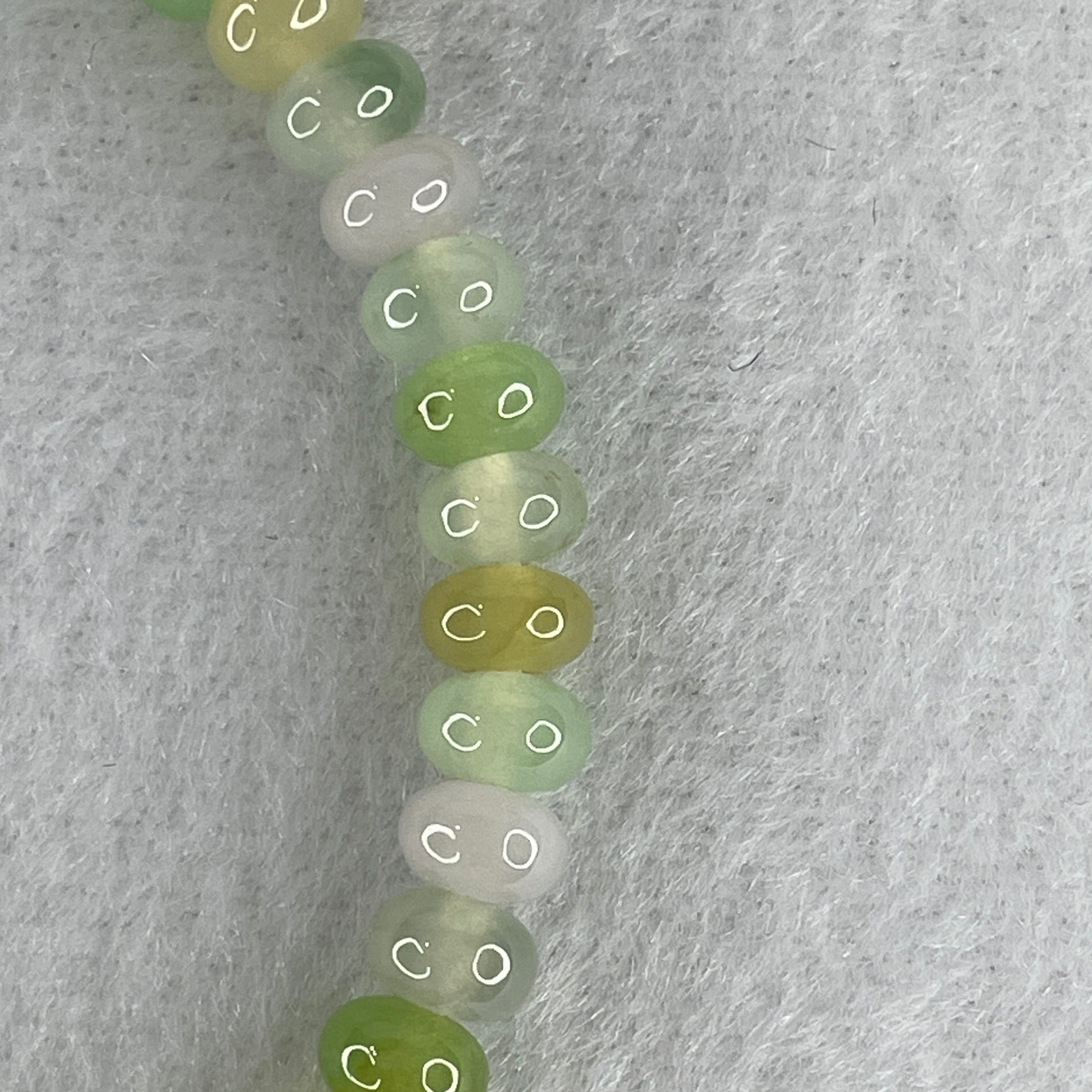 Natural Type A Muti Green with Lavender Yellowish Jadeite Donut Bracelet 12.93g 15cm 6.3mm 42 Beads - Huangs Jadeite and Jewelry Pte Ltd