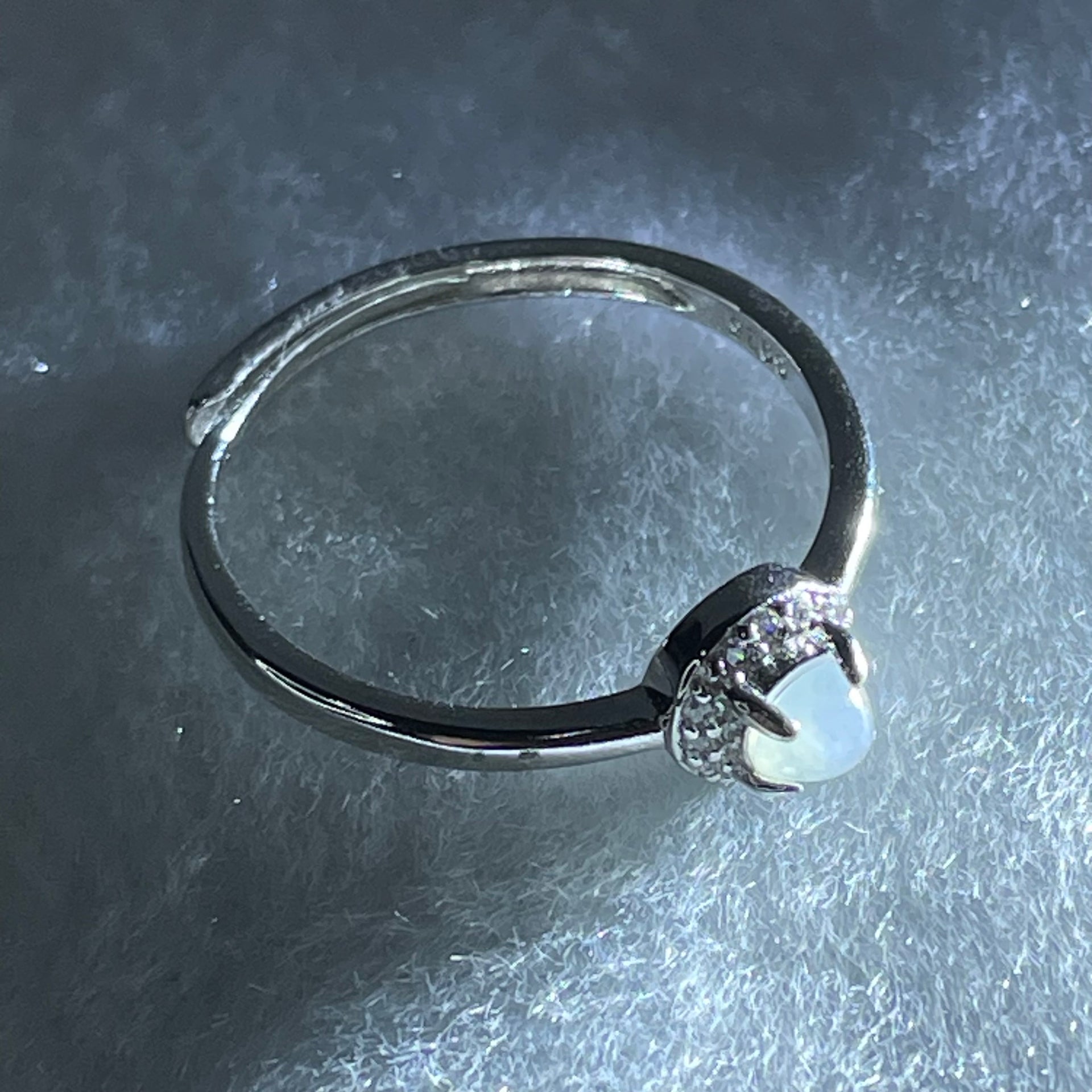 Type A Semi Icy Lavender Cabochon Jadeite in S925 Sliver Ring (Adjustable Size) 1.26g 3.5 by 3.0mm - Huangs Jadeite and Jewelry Pte Ltd