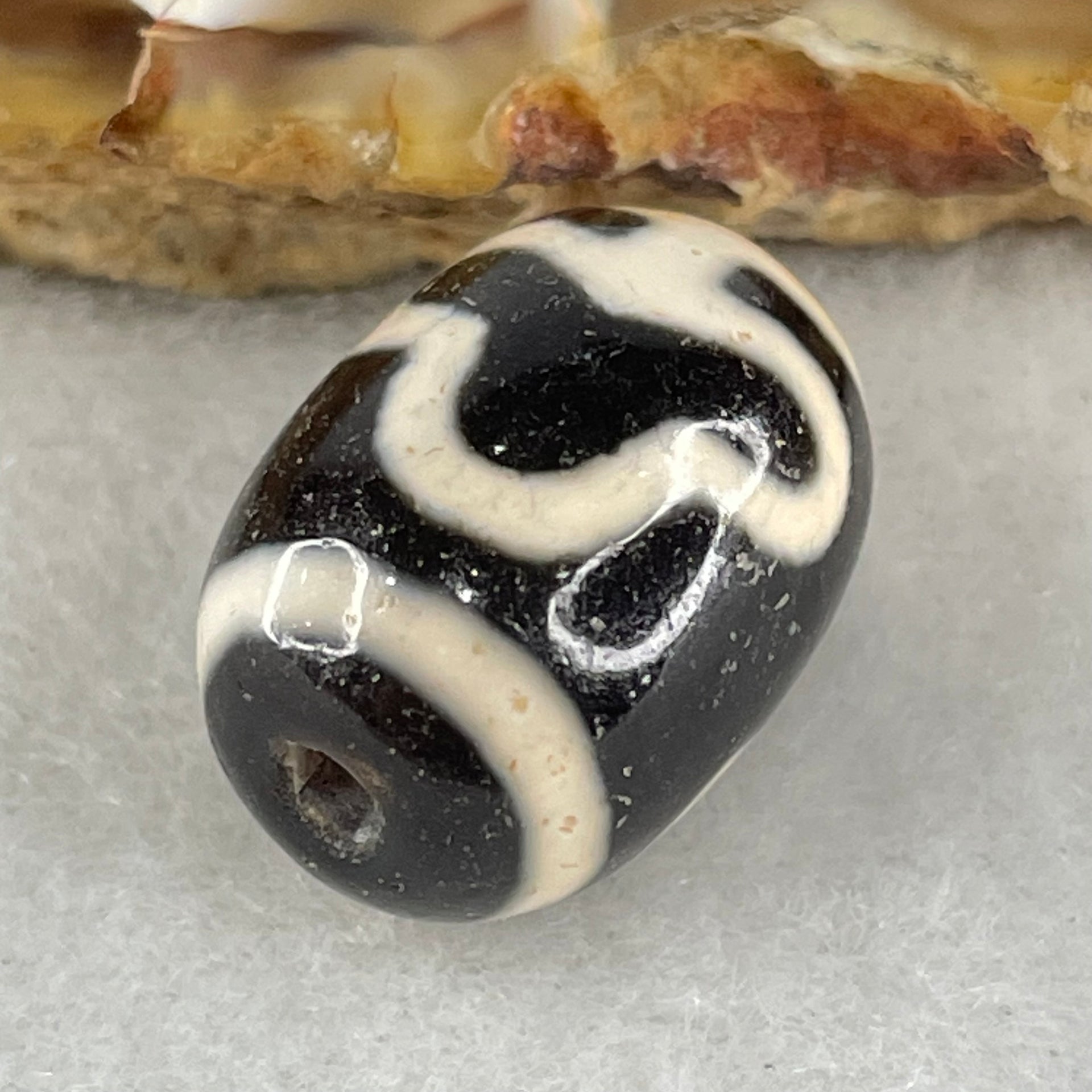 Natural Powerful Tibetan Old Oily Agate Double Bodhi Tree Dzi Bead Heavenly Master (Tian Zhu) 菩提树天珠 4.24g 17.4 by 12.7mm - Huangs Jadeite and Jewelry Pte Ltd