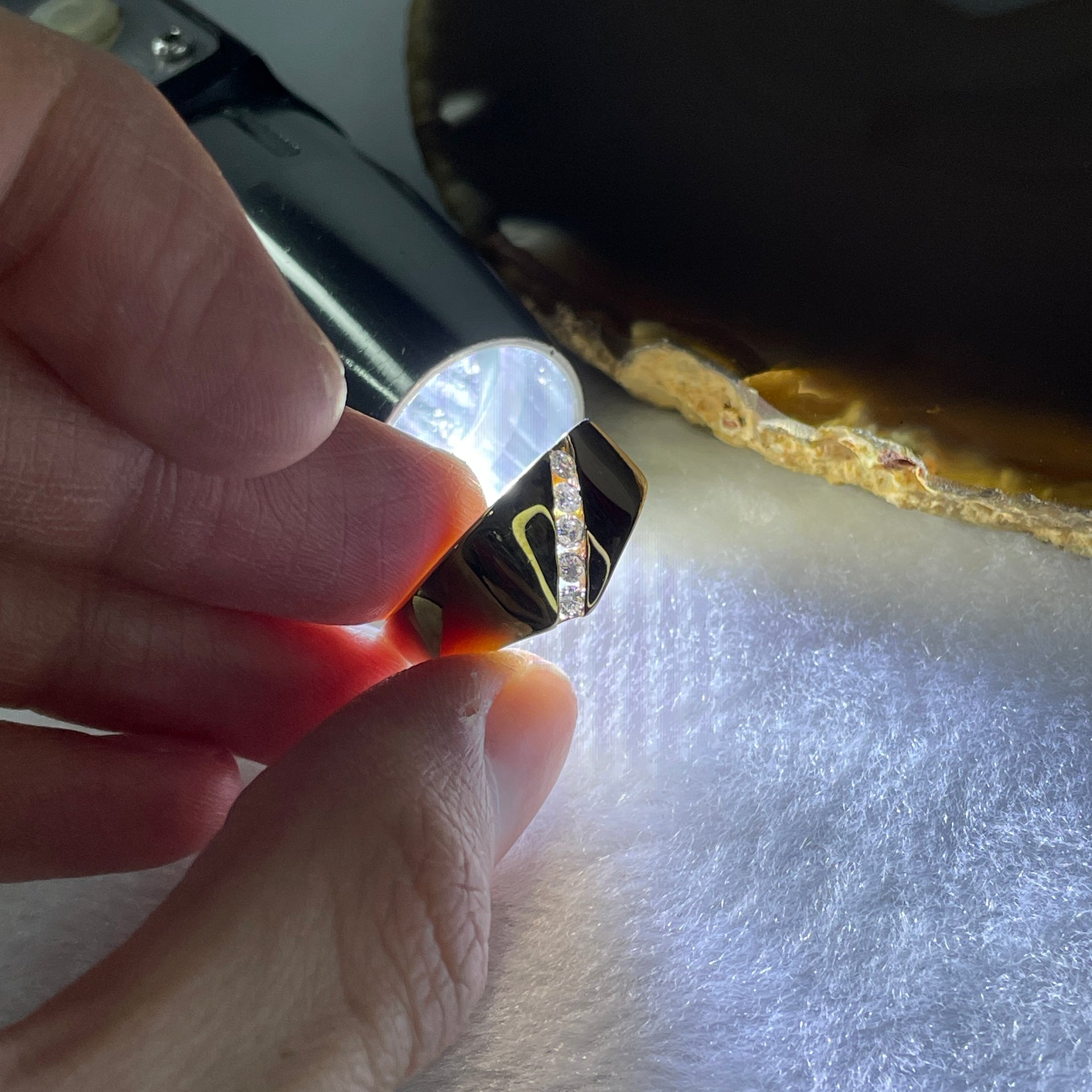 Natural Diamonds in 14K Rose and White Gold Ring Total Weight 5.35g US8.4 HK18.5 - Huangs Jadeite and Jewelry Pte Ltd