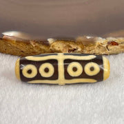 Natural Powerful Tibetan Old Oily Agate Water Lines 8 Eyes Dzi Bead Heavenly Master (Tian Zhu) 水纹八眼天诛 10.08g 38.2 by 13.0mm - Huangs Jadeite and Jewelry Pte Ltd