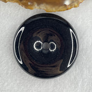 Type A Opaque Black Omphacite Jadeite Ping An Kou Donut Pendant 45.04g 48.3 by 9.2mm - Huangs Jadeite and Jewelry Pte Ltd