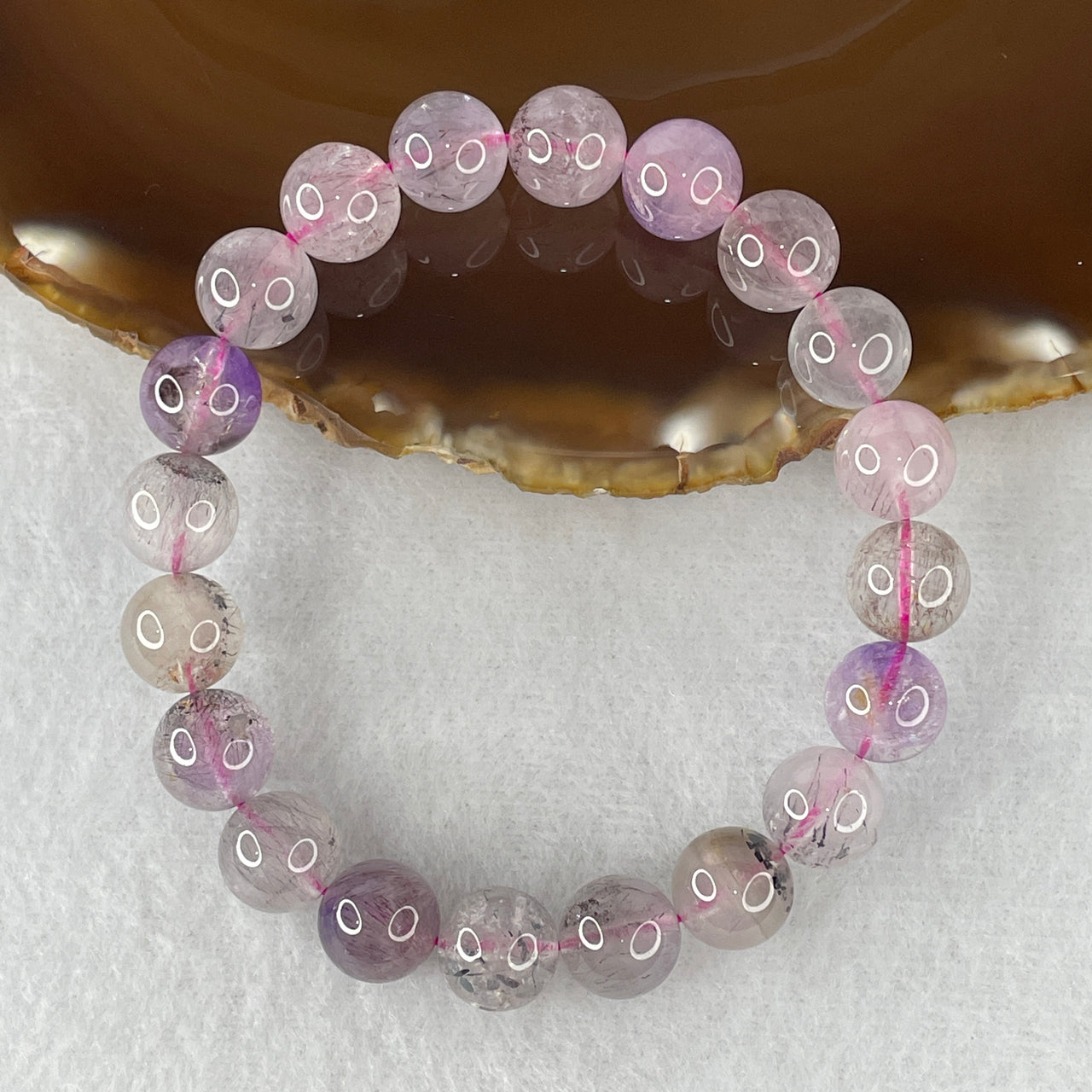 Certified Above-Average Grade Natural Super 7 Crystal Beads Bracelet | Bold High-Clarity Statement Strand | Authentic Sacred Seven Multi-Mineral Inclusions Quartz Spiritual Catalyst & Auric Shield Bracelet (30.22g | 17cm Length | 10.3mm | 20 Beads)