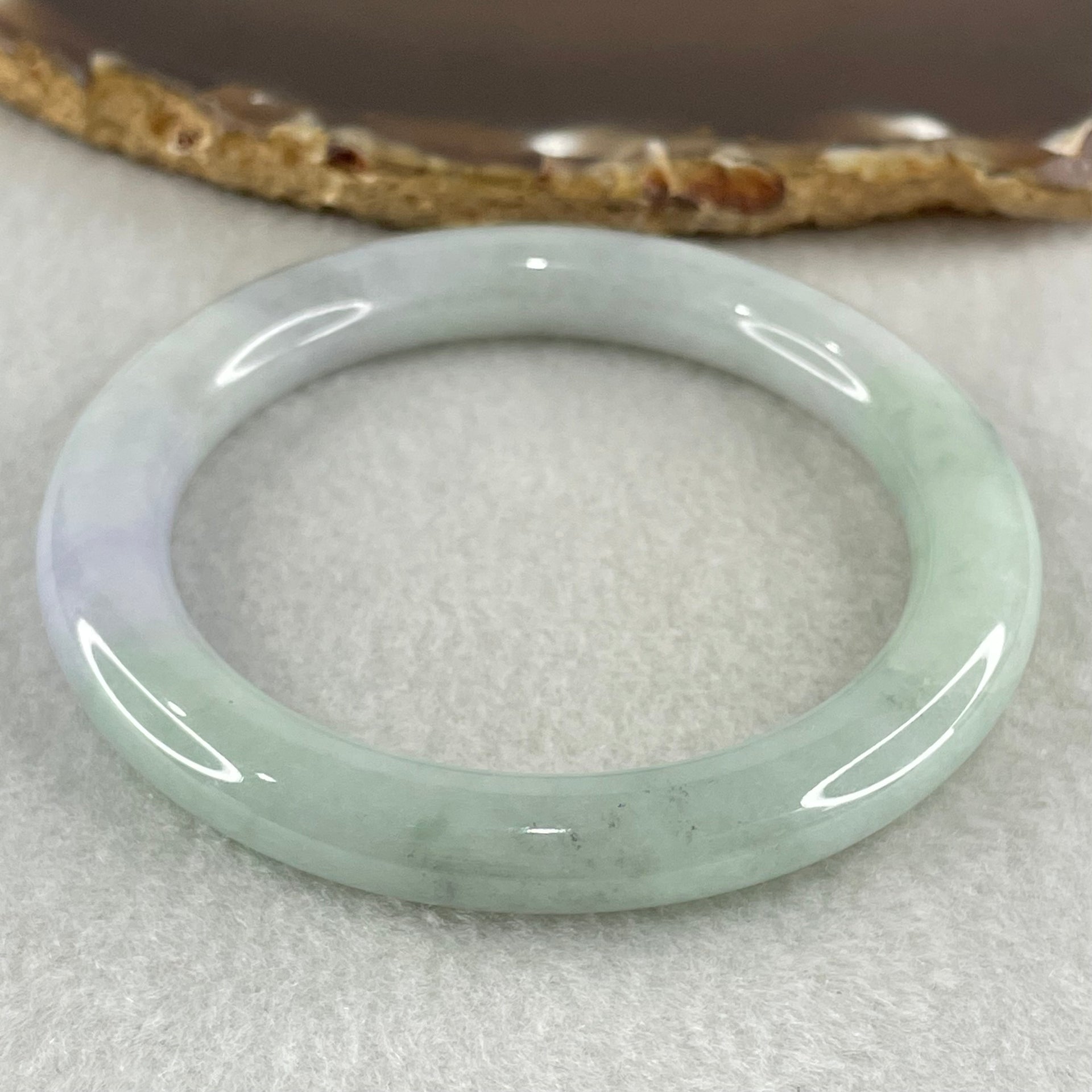 Type A Light Green with Lavender and Blueish Green Floral Piao Hua Jadeite Bangle 46.69g Inner Diameter 55.5mm 9.0 by 10.4mm (Internal Line) - Huangs Jadeite and Jewelry Pte Ltd