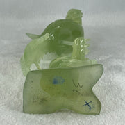 Natural Green Serpentine Phoenix on Tree with Wooden Stand Display 507.8g 114.0 by 265.0 by 84.0mm - Huangs Jadeite and Jewelry Pte Ltd