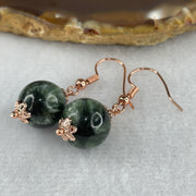 Natural Green Seraphinite Bead Earring 5.81g 12.0mm - Huangs Jadeite and Jewelry Pte Ltd