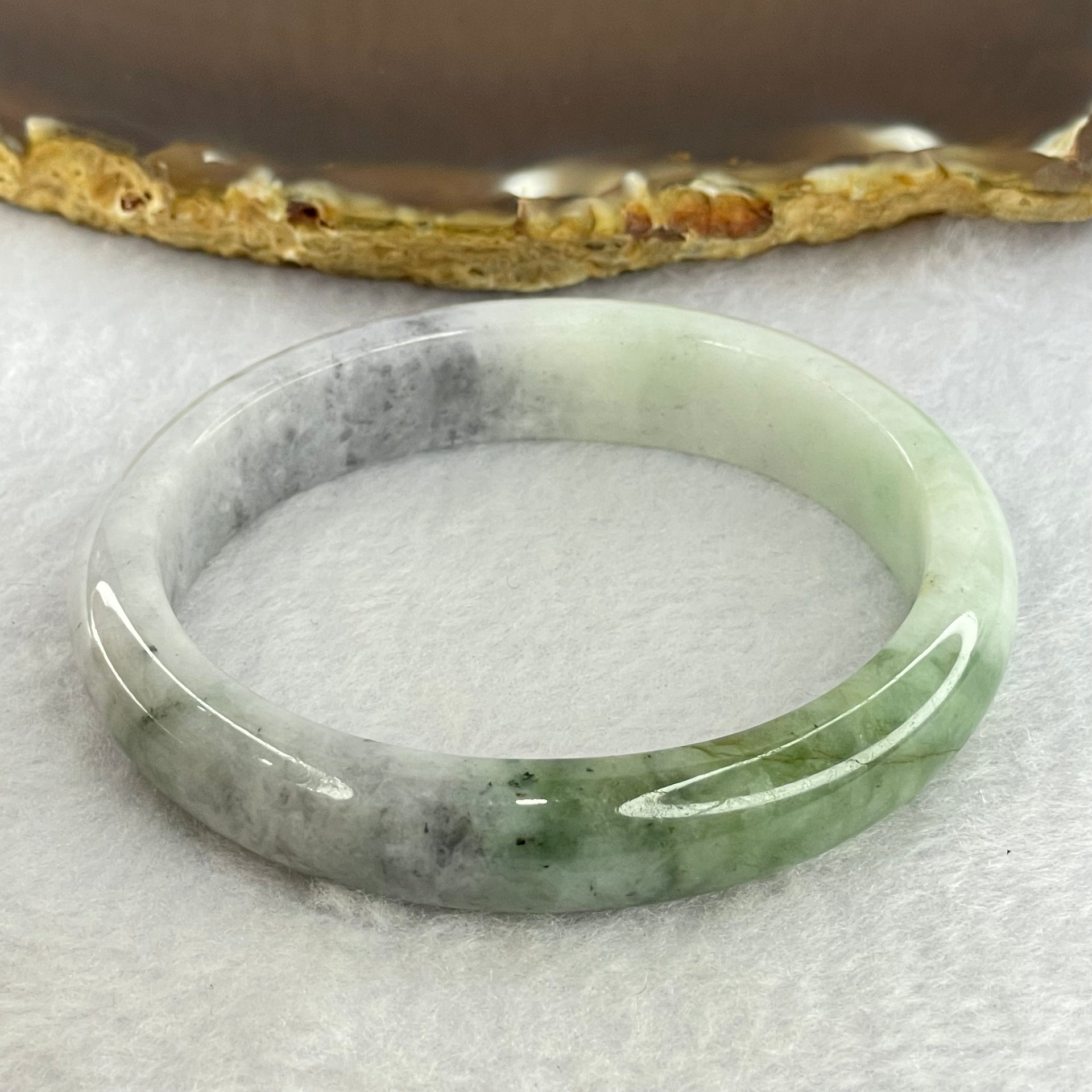 Type A Lavender with Green and Wuji Grey Piao Hua Jadeite Bangle Internal Diameter 55.5mm 41.59g 12.0 by 7.3mm (External Line) - Huangs Jadeite and Jewelry Pte Ltd