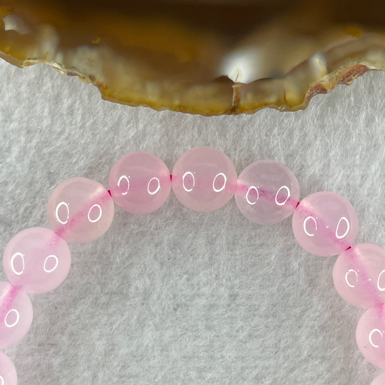 Natural Pink with Blue Chalcedony Agate Beads Bracelet 15.46g 14cm 8.0mm 21 Beads