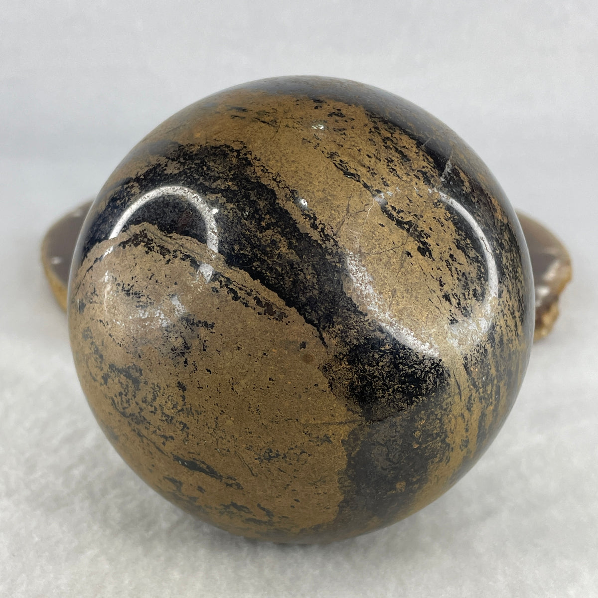 Natural Jasper Chalcedony Sphere Ball Display with Custom Onyx Stand | Earth Harmony Orb & Vitality Shield (1,558.7g | 88.5x100.0mm | Synergy, Emotional Balance, Environmental Harmony & Wealth Anchor)