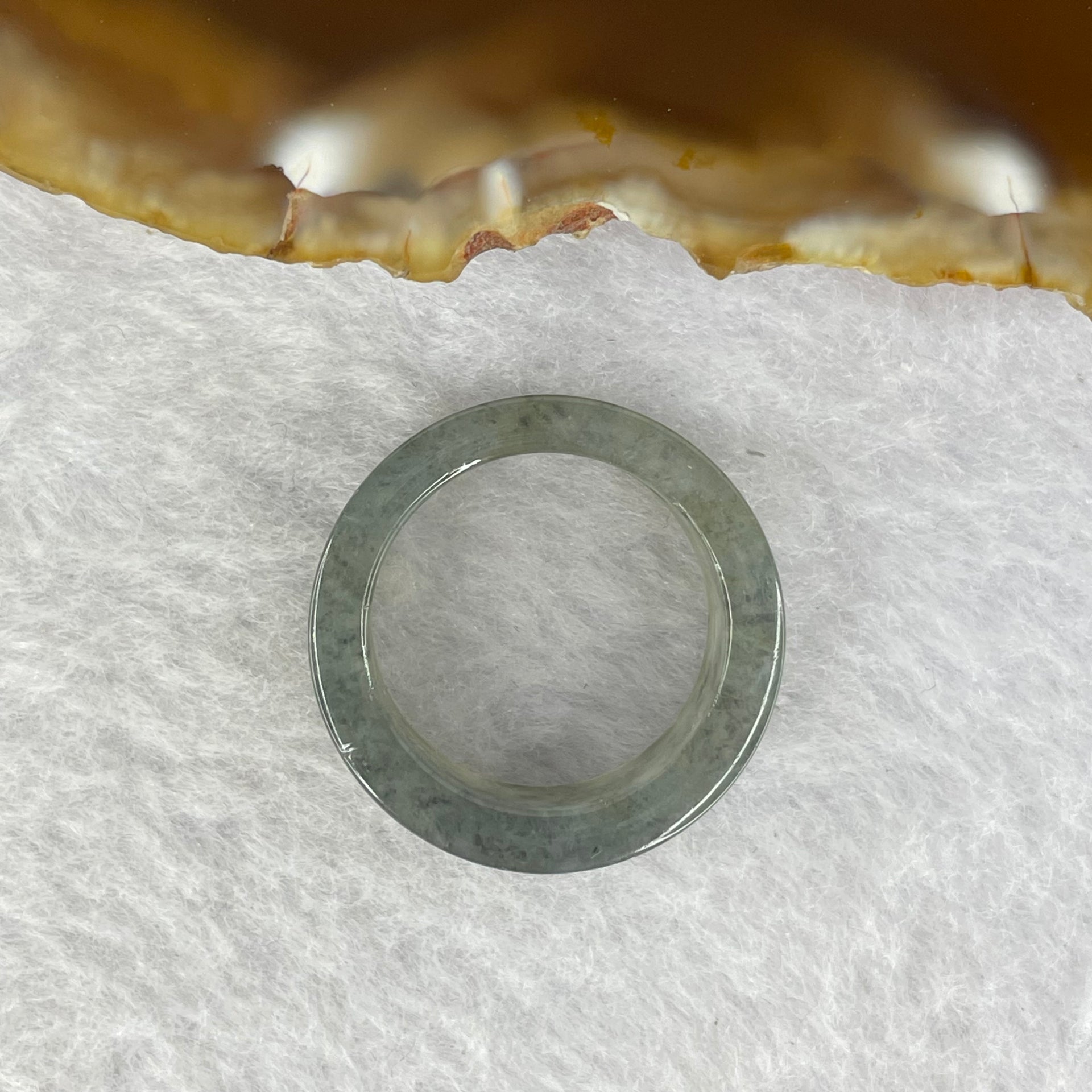 Type A Semi Icy Grey Wuiji Jadeite Ring 4.74g 7.2 by 3.2mm US 7.5/ HK 16.5 (Close to Perfect) - Huangs Jadeite and Jewelry Pte Ltd