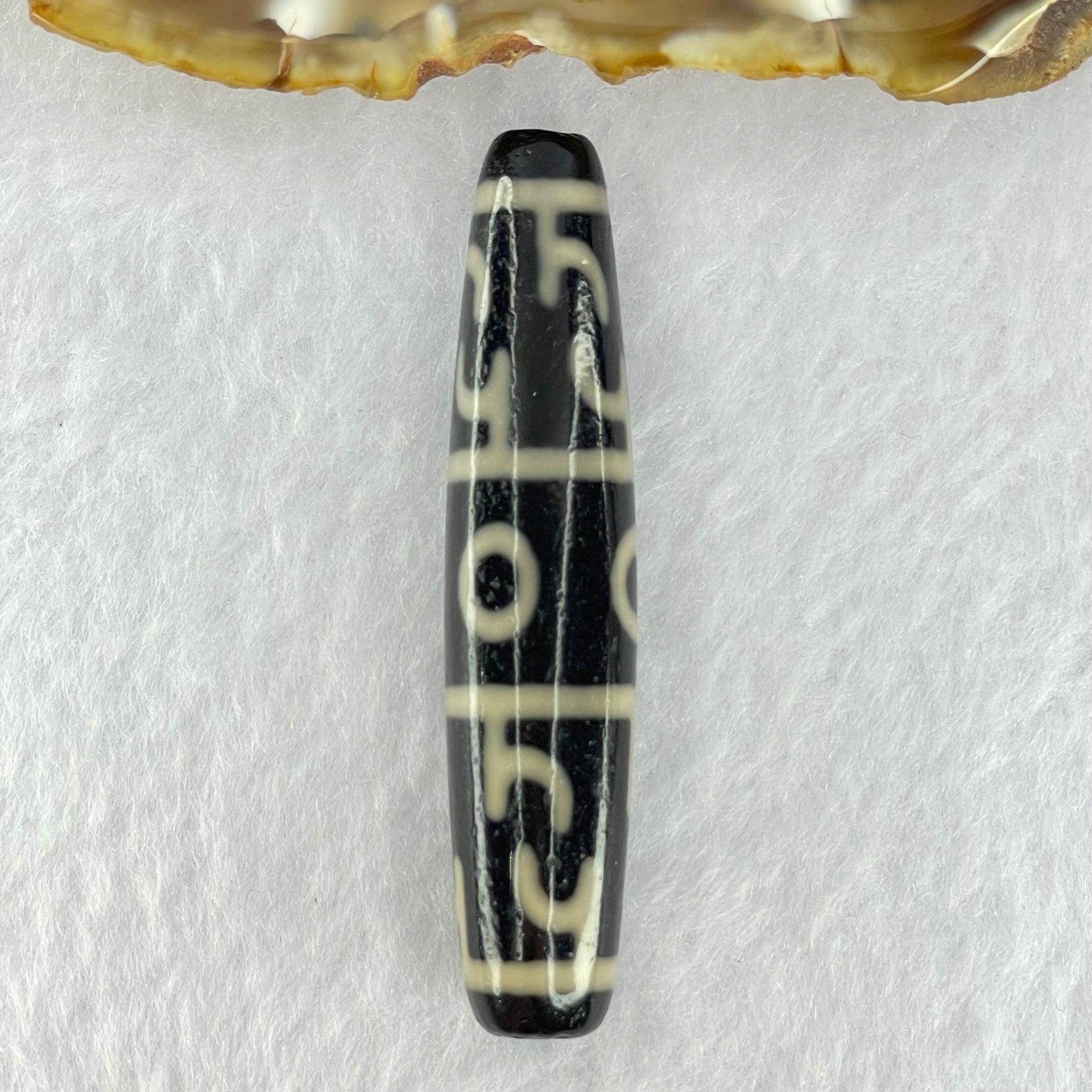 Natural Powerful Tibetan Old Oily Agate 3 Eyed Dharma Vajra Dzi Bead Heavenly Master (Tian Zhu) 三眼金刚杵天珠 13.67g 58.6 by 12.5mm - Huangs Jadeite and Jewelry Pte Ltd