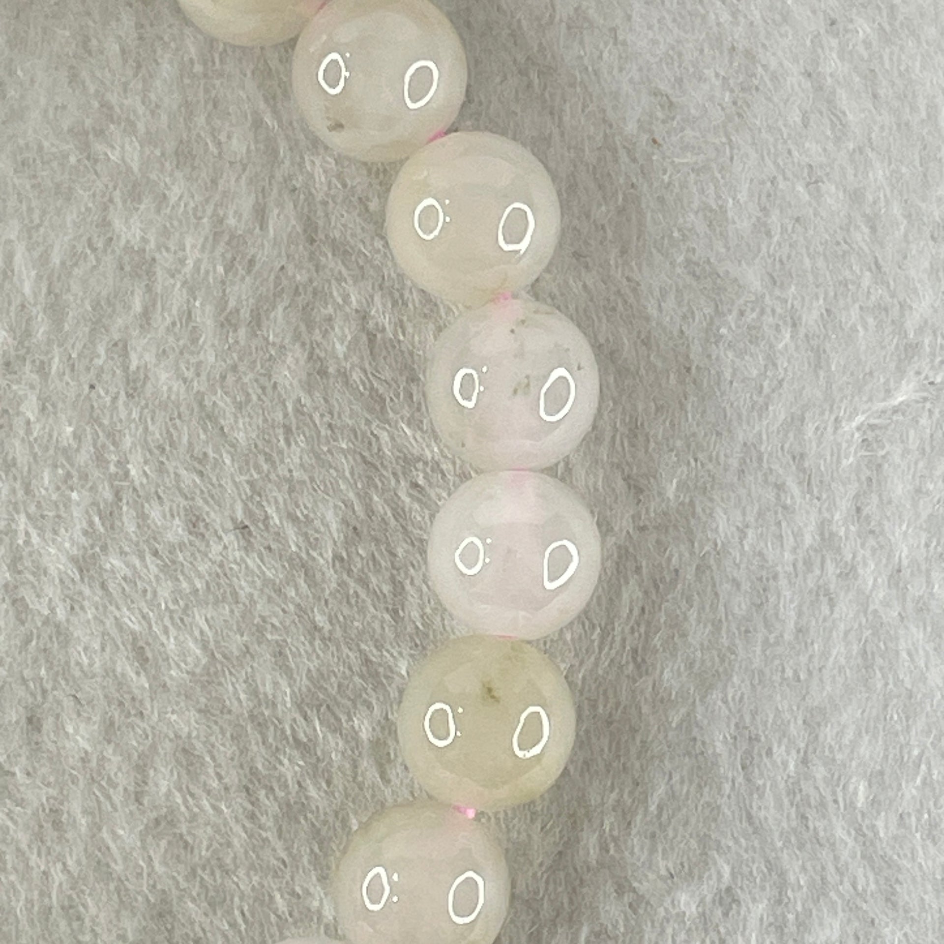 Type A White With Brownish Green Jadeite Beads Bracelet 19.25g 15cm 8.0mm 23 Beads - Huangs Jadeite and Jewelry Pte Ltd