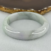 Type A Translucent Faint Blueish Green with Patches of Light Grey and Faint Lavender Jadeite Bangle Internal Diameter 56.95mm 344.09cts 69.22g 14.6 by 8.9mm With NGI Cert No 32886054 (Very Slight Internal Line) - Huangs Jadeite and Jewelry Pte Ltd