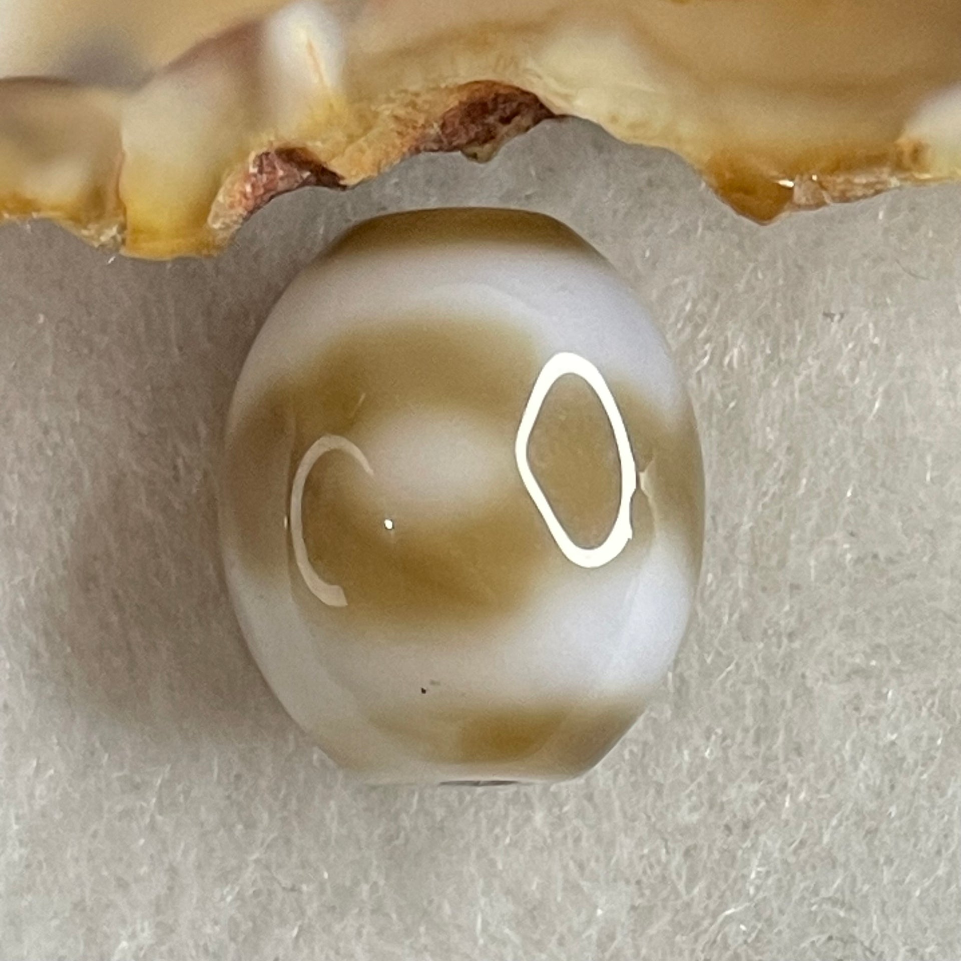 Natural Powerful Tibetan Old Oily Agate 3 Eyes Dzi Bead Heavenly Master (Tian Zhu) 三眼天诛 2.90g 14.1 by 12.1mm - Huangs Jadeite and Jewelry Pte Ltd
