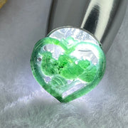 Type A Dark Blueish Green Jadeite Heart Shape with Twin Ducks Pendant for Better Relationship and Love 2.17g 24.5 by 21.7 by 3.0mm - Huangs Jadeite and Jewelry Pte Ltd