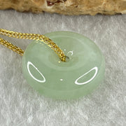 Type A Natural Semi Icy Light Green Jadeite Ping An Kou Pendant 4.19g 15.5 by 6.0mm - Huangs Jadeite and Jewelry Pte Ltd