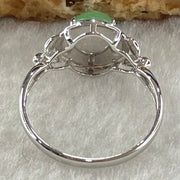 Type A Icy Light Intense Green Jadeite with Diamonds in 18K White Gold Ring 1.91g 7.3 by 4.0mm US6.7 HK14.8 - Huangs Jadeite and Jewelry Pte Ltd