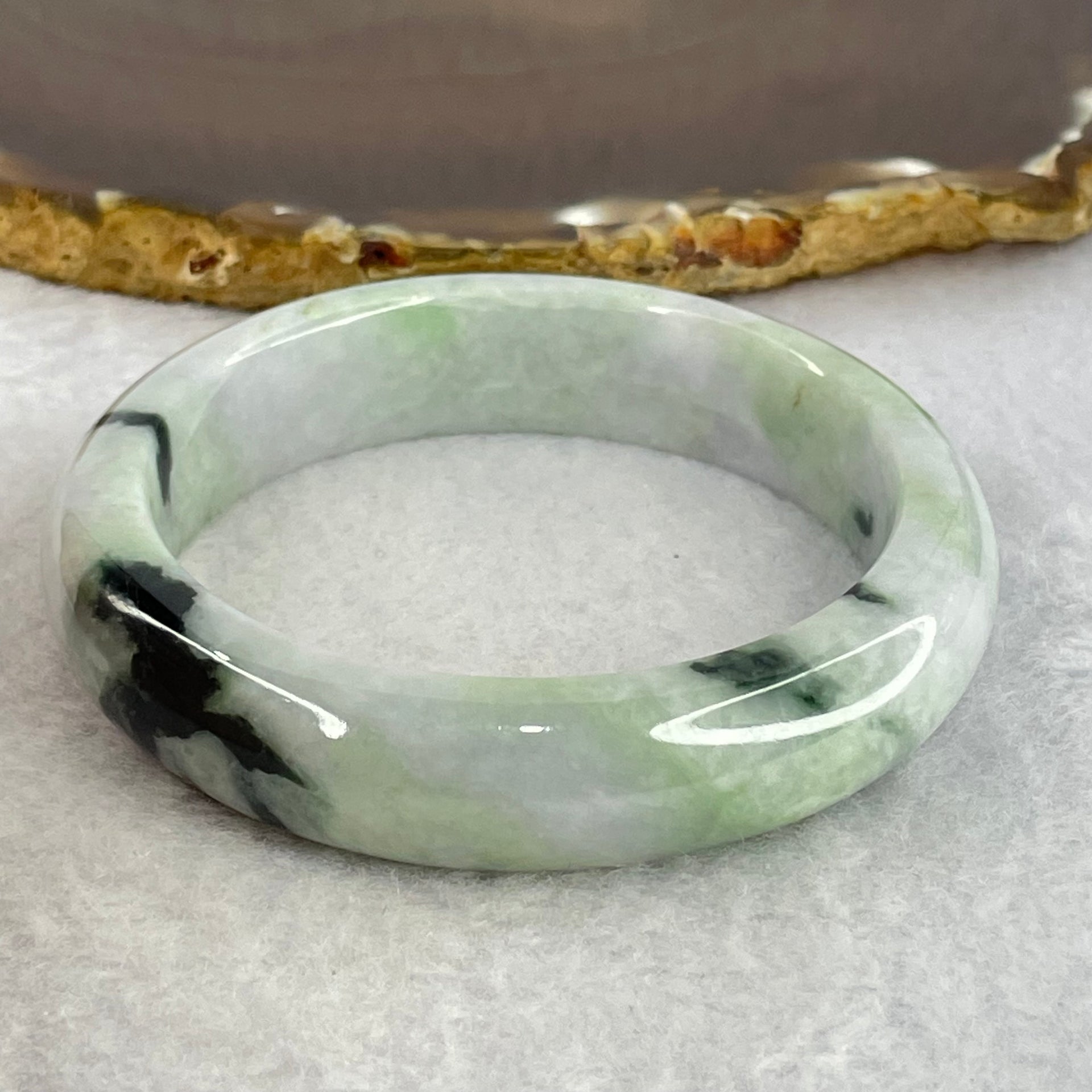 Type A Lavender with Green Piao Hua Jadeite Bangle Internal Diameter 55.4mm 64.10g 14.1 by 8.9mm (Internal Lines) - Huangs Jadeite and Jewelry Pte Ltd