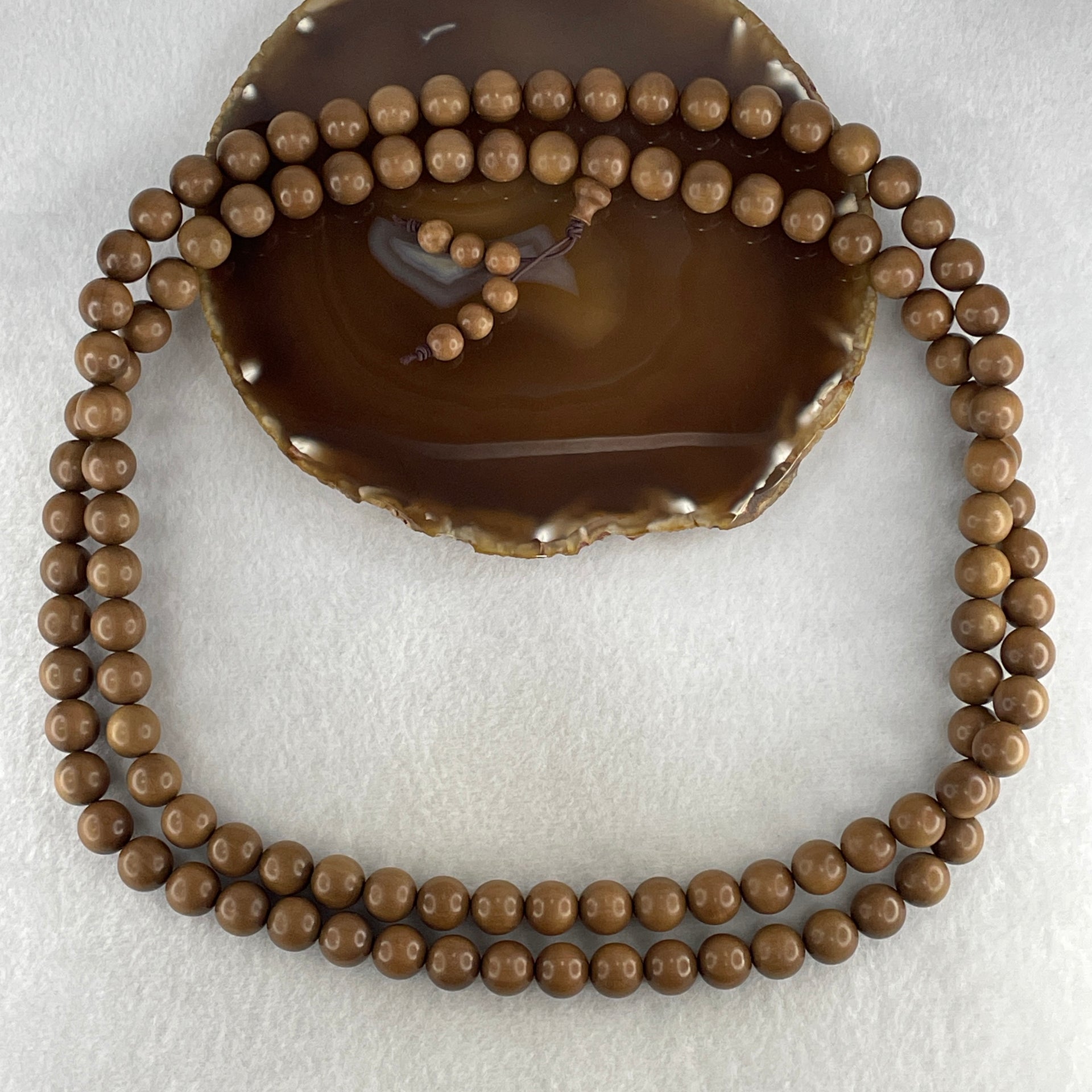 Natural India Old Tree Sandalwood Beads Necklace 85.80g 12.2mm 108 beads 126cm - Huangs Jadeite and Jewelry Pte Ltd