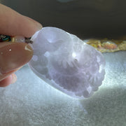 Natural Type A Lavender Jadeite Dragon Carp with Lotus Pendant | Transformation, Academic & Career Success Talisman (37.83g | 47.3 x 32.2 x 12.1mm) - Huangs Jadeite and Jewelry Pte Ltd