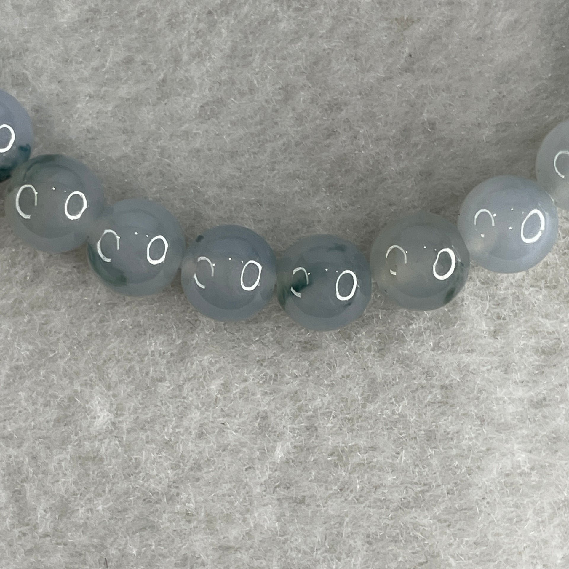 Natural Type A Semi Icy Lavender with Blueish Green Piao Hua Jadeite Beads Bracelet 15.79g 15cm 7.2mm 26Beads - Huangs Jadeite and Jewelry Pte Ltd