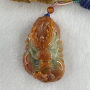 Type A Brownish Red with Green Jadeite Dragon Double Side Pendant 75.20g 58.5 by 36.2 by 22.6mm - Huangs Jadeite and Jewelry Pte Ltd