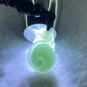 Type A Blueish Green Jadeite Dragon Ruyi Pendent 6.46g 25.1 by 16.2 by 7.2mm - Huangs Jadeite and Jewelry Pte Ltd