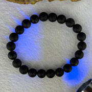 Natural Dark Matt Black Amber Beads Bracelet 天然大黑天翁琥珀手链 6.31g 14.5cm 8.2mm 22 Beads - Huangs Jadeite and Jewelry Pte Ltd