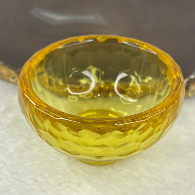 Yellow Bowl Luili Display 70.15g 60.2 by 33.9mm - Huangs Jadeite and Jewelry Pte Ltd