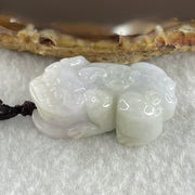 Type A Natural Light Lavender with Green Jadeite Pixiu Pendant 19.25g 32.5 by 17.5 by 13.2mm - Huangs Jadeite and Jewelry Pte Ltd