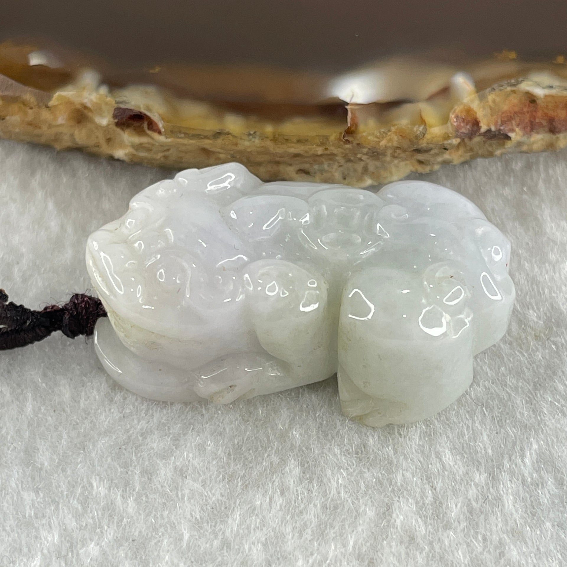 Type A Natural Light Lavender with Green Jadeite Pixiu Pendant 19.25g 32.5 by 17.5 by 13.2mm - Huangs Jadeite and Jewelry Pte Ltd