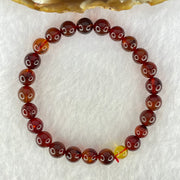 Natural Blood Red Amber Beads Bracelet 5.06g 15cm 7.4mm 25 Beads - Huangs Jadeite and Jewelry Pte Ltd