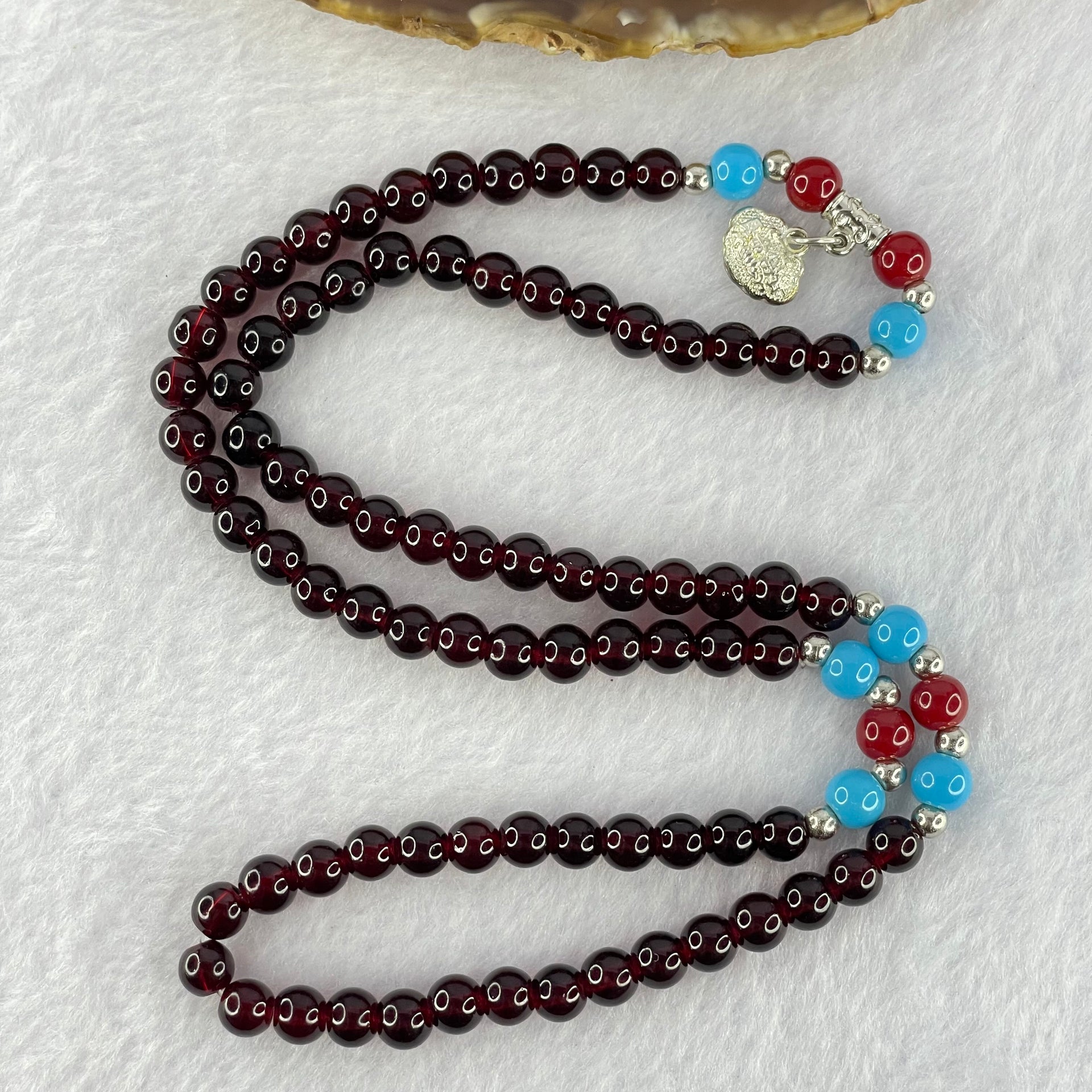 Natural Dark Red Blood Amber Beads Necklace 天然血珀项链 27.79g 54cm 6.4mm 80 Beads - Huangs Jadeite and Jewelry Pte Ltd