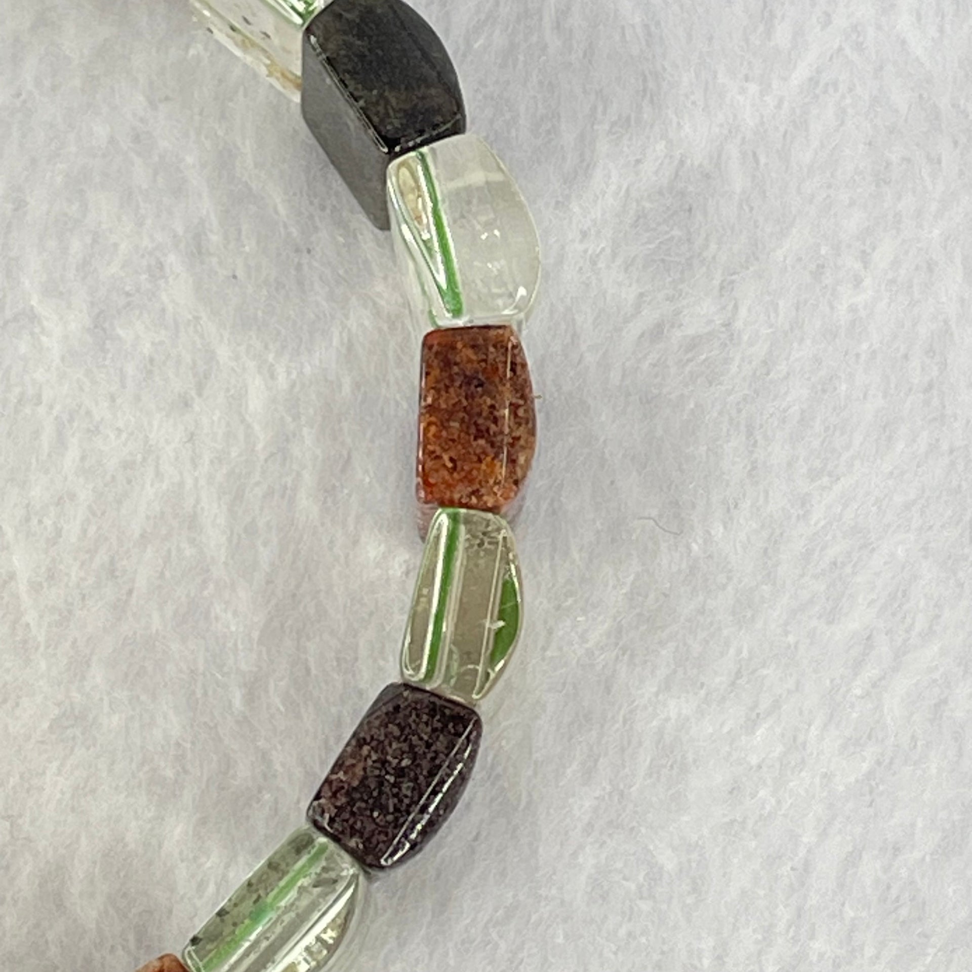 Natural Phantom Quartz Crystal Beads Bracelet 32.23g 17.5cm 13.6 by 8.2 by 5.0mm 23pcs - Huangs Jadeite and Jewelry Pte Ltd