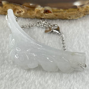 Type A Semi Icy Faint Lavender Jadeite Flower Charm in S925 Sliver Bracelets 13.70g 53.0 by 12.8 by 13.5mm - Huangs Jadeite and Jewelry Pte Ltd