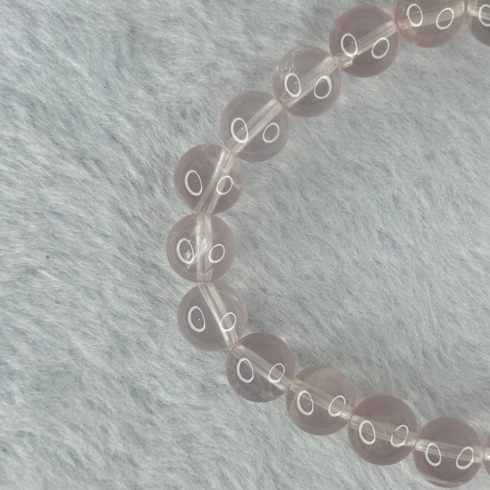 Natural Rose Quartz Beads Bracelet 天然玫瑰石英珠手链 20.77g 16cm 8.9mm 22 Beads - Huangs Jadeite and Jewelry Pte Ltd
