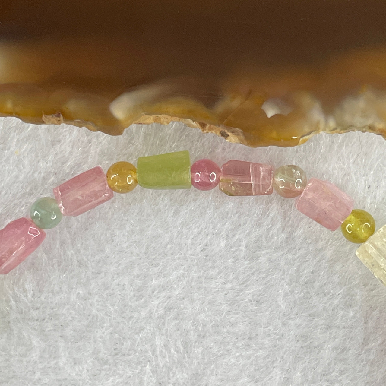 Natural Tourmaline Crystal Barrel Bracelet 6.34g 15.5cm 5.2 by 8.5mm 18Beads - Huangs Jadeite and Jewelry Pte Ltd
