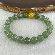 Tye A Natural Jelly Semi Icy Green with Yellow Jadeite Beads Bracelet 24.58g 15cm 88.8mm 20 Beads 9.8mm-yellow bead - Huangs Jadeite and Jewelry Pte Ltd