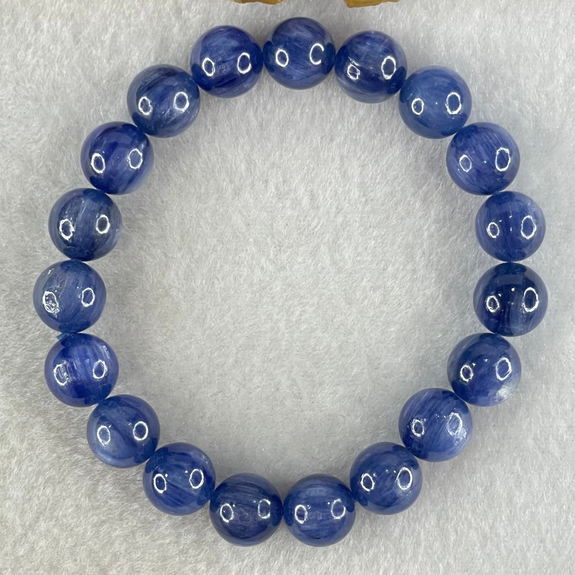 Natural Blue Kyanite Beads Bracelet 37.16g 16cm 10.3mm 19 Beads - Huangs Jadeite and Jewelry Pte Ltd