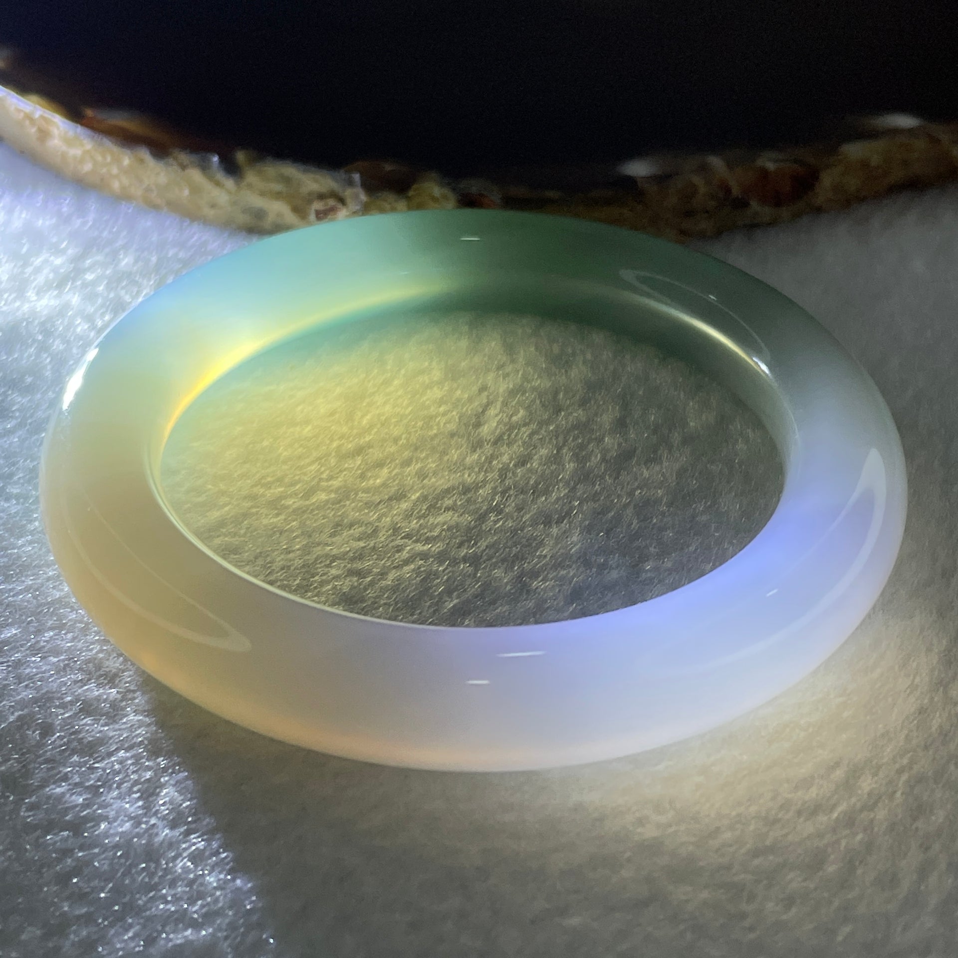 Certified Natural Green with Lavender Agate Bangle 49.56g Internal Diameter 56.6mm 10.7 by 11.0mm (Perfect) - Huangs Jadeite and Jewelry Pte Ltd