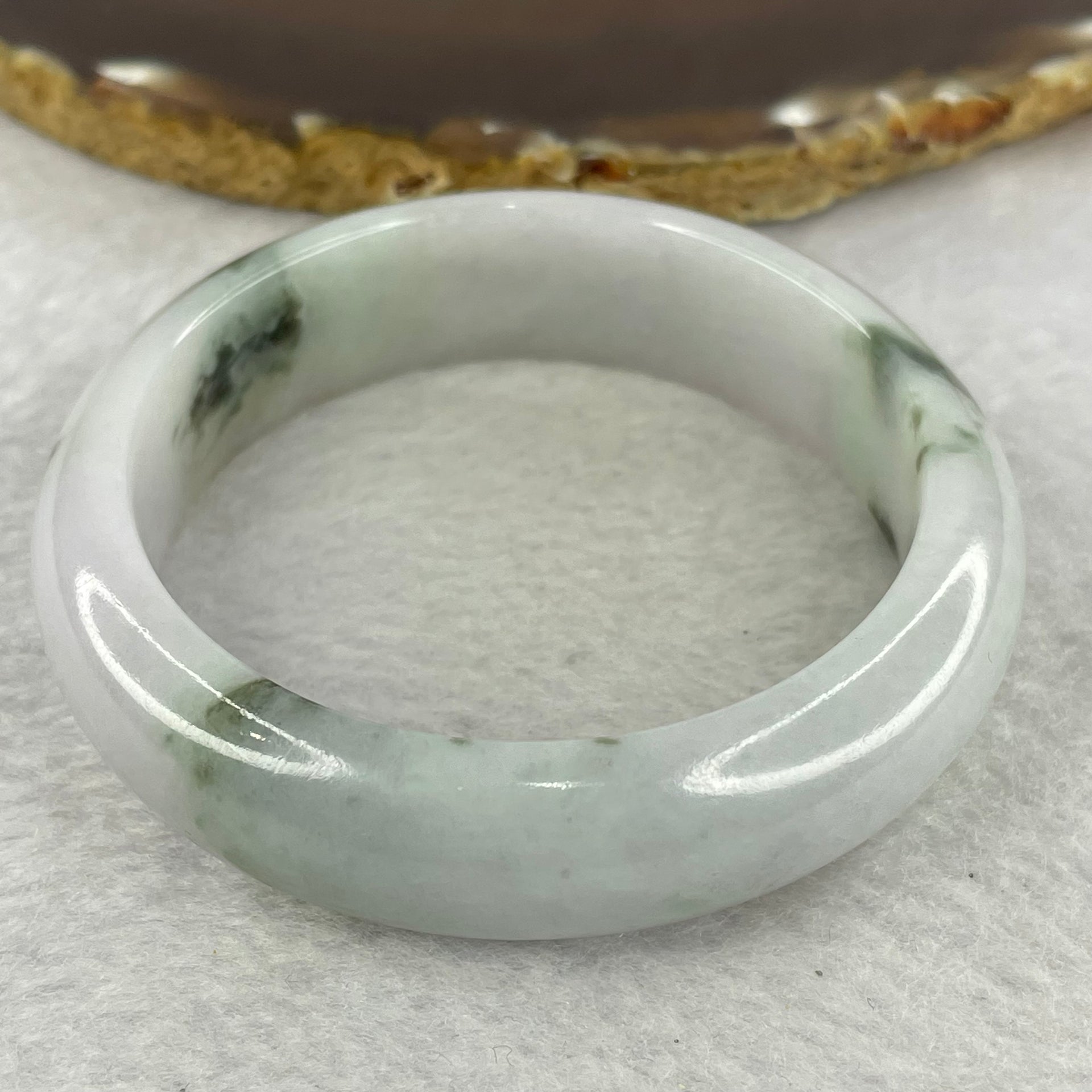 Type A Light Lavender with Dark Green Patches Jadeite Bangle 65.38g Internal Diameter 55.3mm  15.6 by 8.3mm (Very Slight Internal Lines) - Huangs Jadeite and Jewelry Pte Ltd