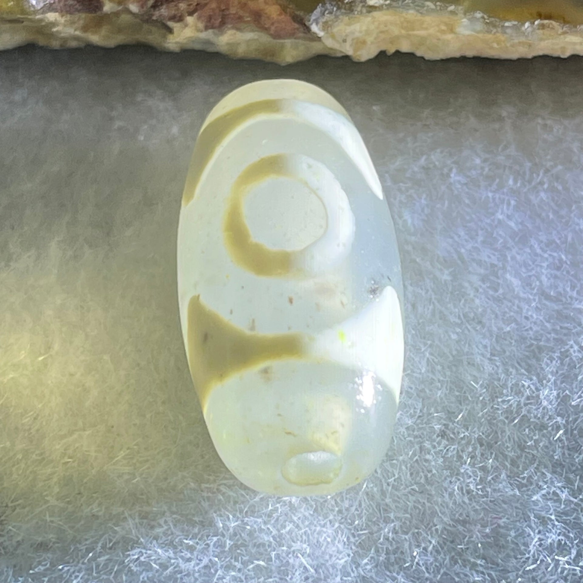 Natural Powerful Tibetan Old Oily Agate 3 Eyes Dzi Bead Heavenly Master (Tian Zhu) 三眼天诛 3.01g 20.2 by 10.2mm - Huangs Jadeite and Jewelry Pte Ltd