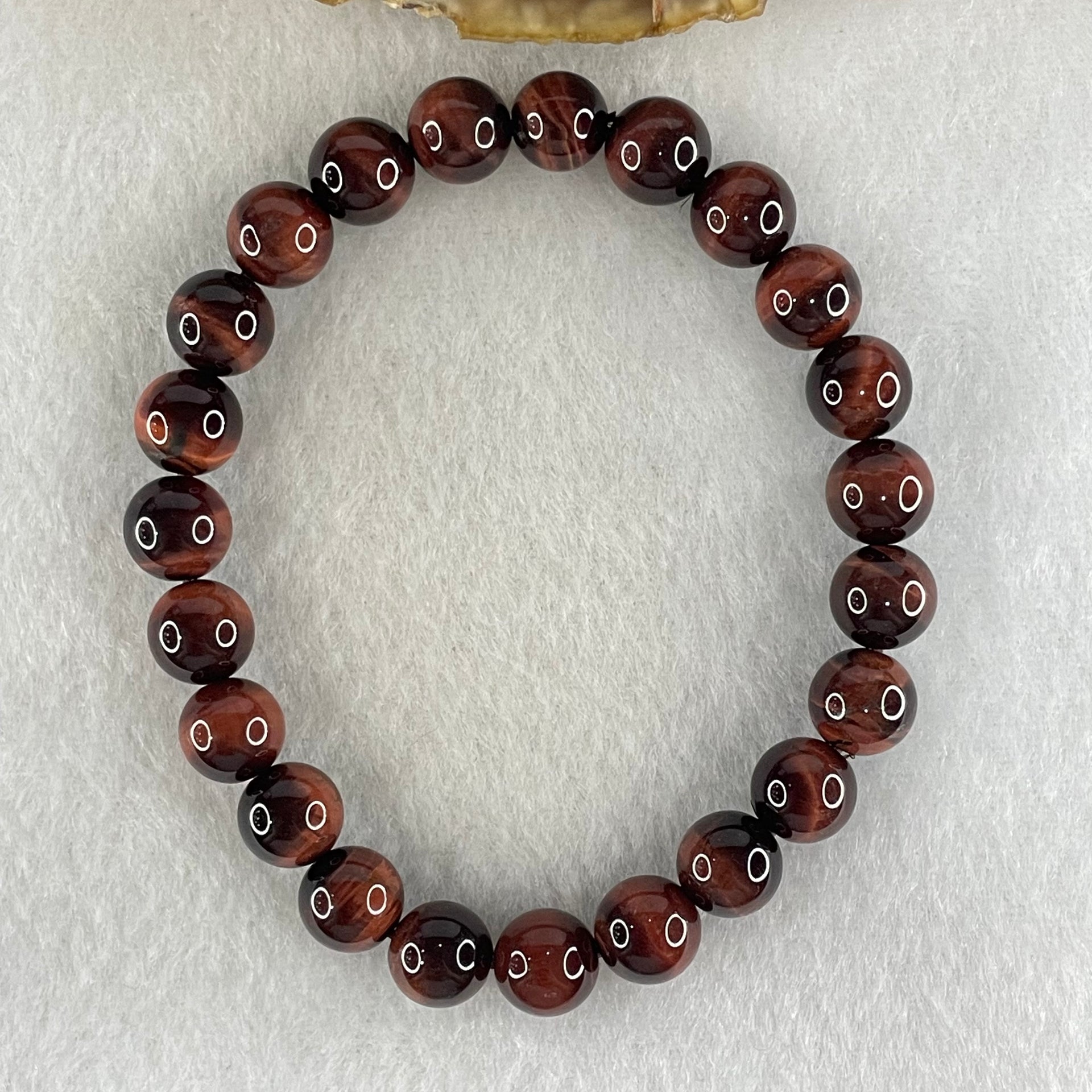 Natural Red Tiger's Eye Quartz Beads Bracelet 19.32g 16cm 8.6mm 23 Beads - Huangs Jadeite and Jewelry Pte Ltd