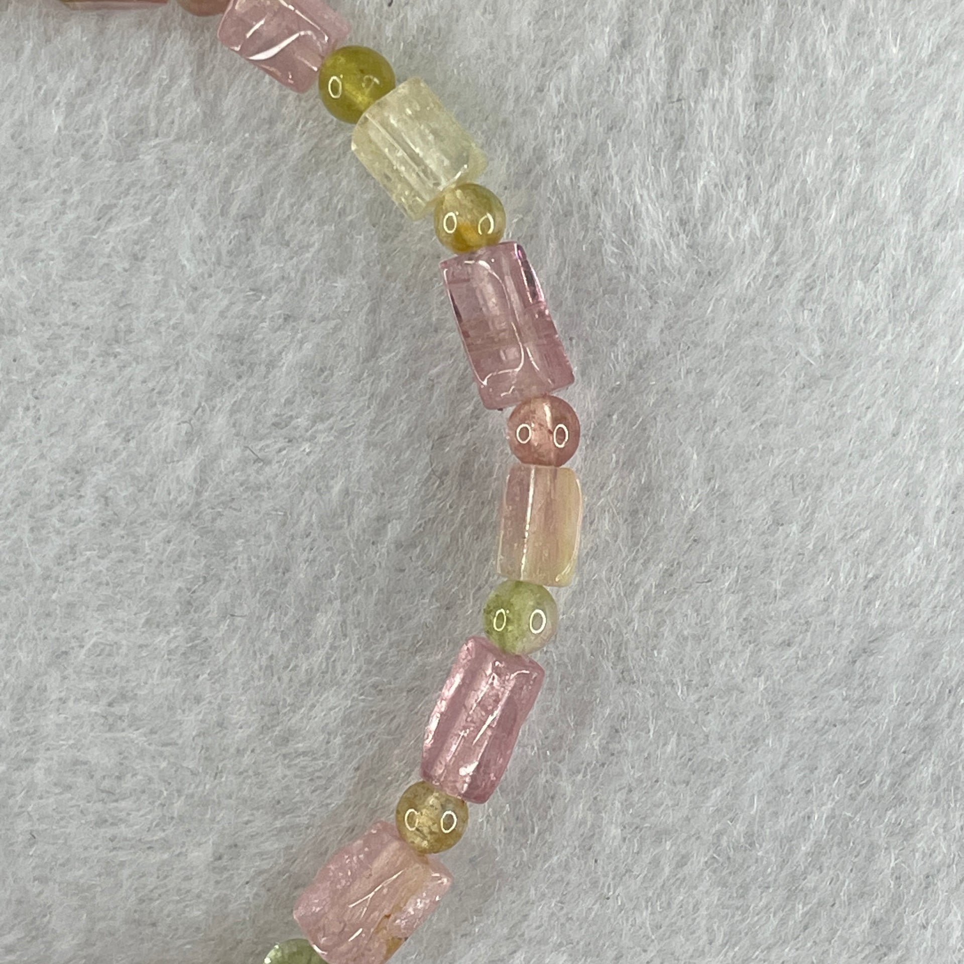 Natural Tourmaline Crystal Barrel Bracelet 6.34g 15.5cm 5.2 by 8.5mm 18Beads - Huangs Jadeite and Jewelry Pte Ltd