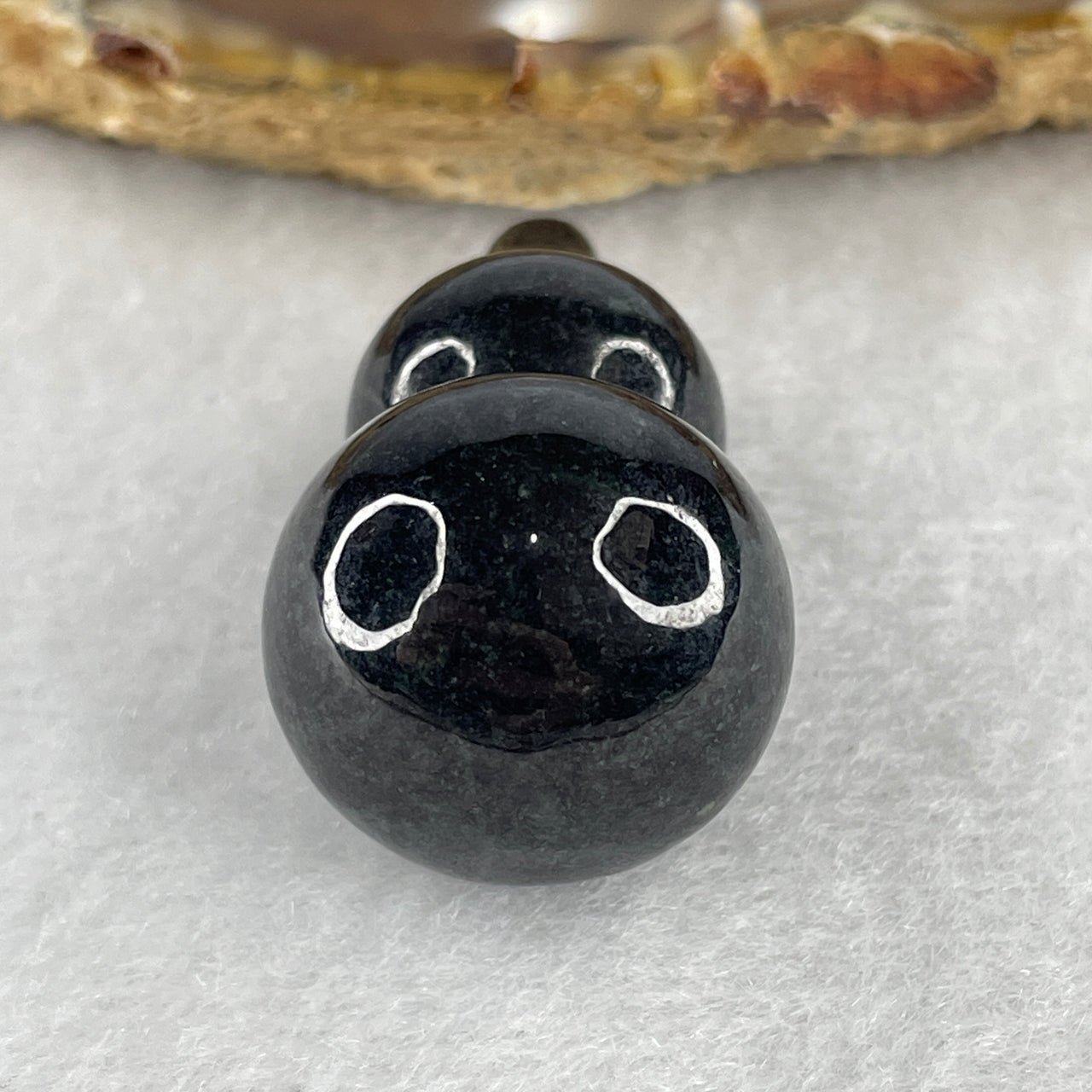 Harmony, Protection Stone - Certified Natural Type A Black Jadeite Mini Hulu Display 19.47g 35.8 by 19.7mm