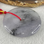 Type A Lavender with Wuji Grey Patches Jadeite Ping An Kou Donut Pendant Necklace 66.60g 52.1 by 9.7mm - Huangs Jadeite and Jewelry Pte Ltd