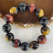 Natural Red Yellow Blue Tiger's Eye Quartz Beads Bracelet 110.63g 18cm 18.4mm 13 Beads - Huangs Jadeite and Jewelry Pte Ltd