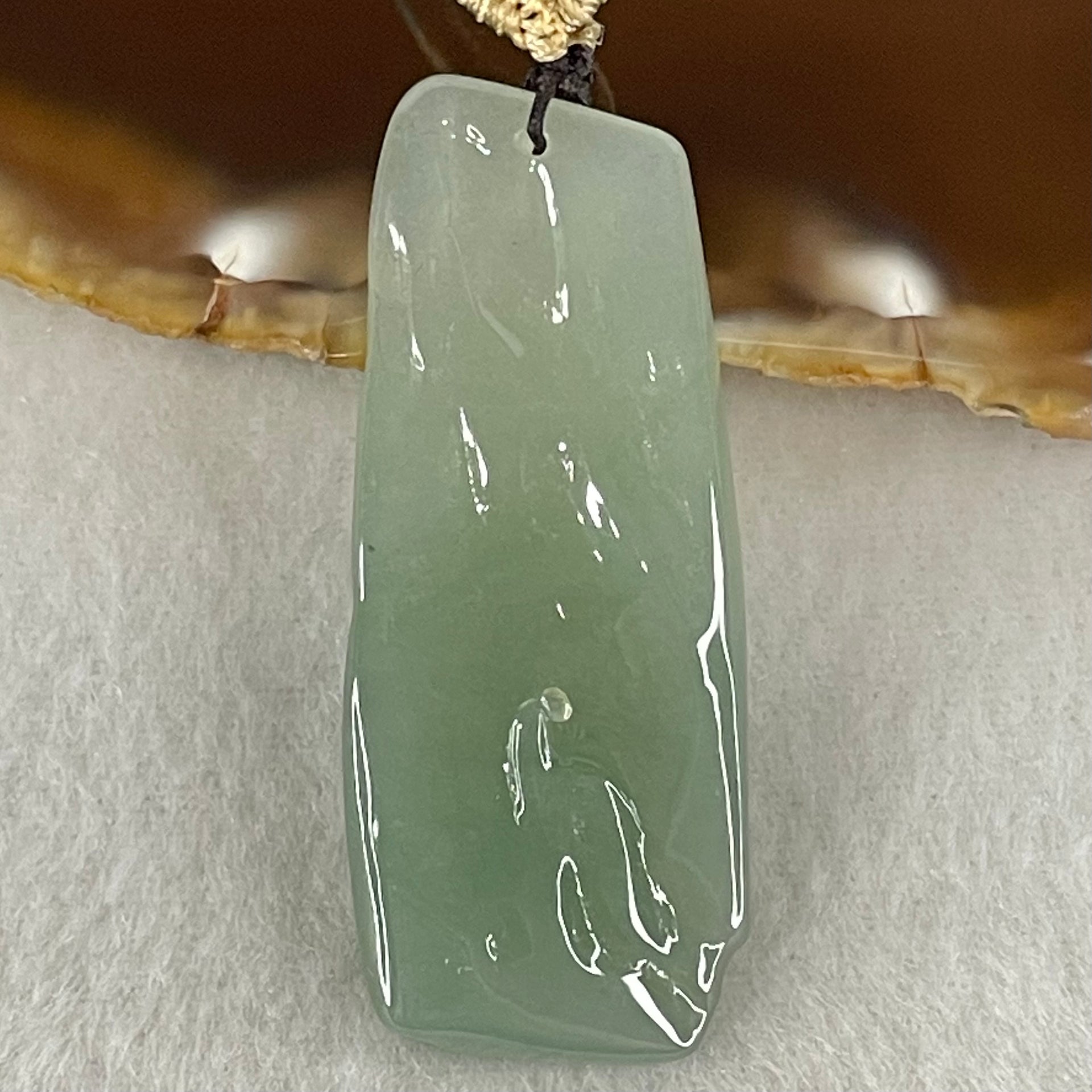 Type A Semi Icy Blueish Green Jadeite Gui Ren Benefactor Pendant 17.27g 48.5 by 19.6 by 7.7mm - Huangs Jadeite and Jewelry Pte Ltd