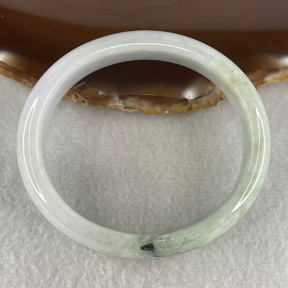 Natural Type A Light Lavender with Green Jadeite Oval Bangle 50.92g Inner Diameter 57.2mm 14.3 by 7.2mm (Slight External Rough) - Huangs Jadeite and Jewelry Pte Ltd