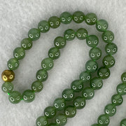Type A Full Green Jadeite Beads Necklace 52.96g 68cm 6.7mm 108 Beads - Huangs Jadeite and Jewelry Pte Ltd
